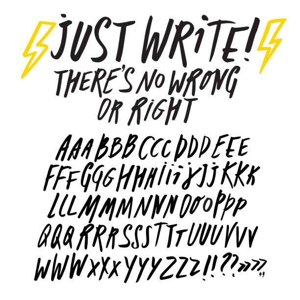 ilustrações de stock, clip art, desenhos animados e ícones de editable doodle style font set - hands only flash