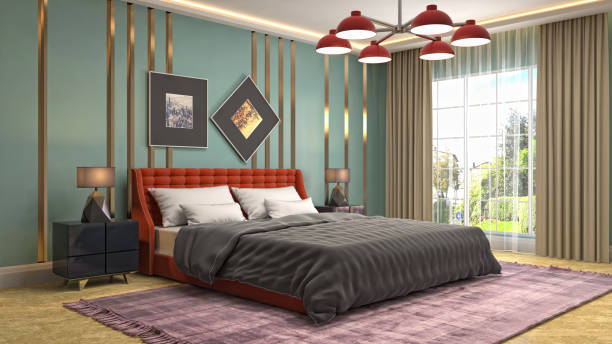 istock Bedroom interior. 3d illustration 1048216826