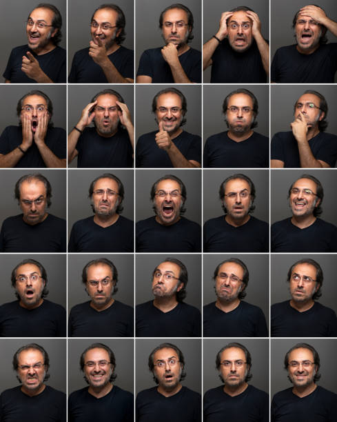 man making facial expressions - humor asking nerd men imagens e fotografias de stock