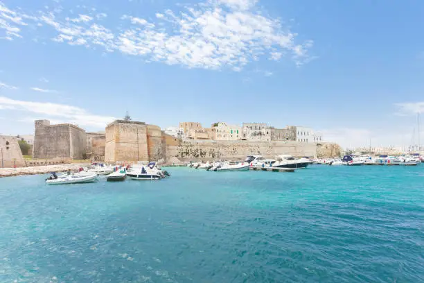 Otranto, Apulia, Italy - Motorboats at the harbor of Otranto in Italy