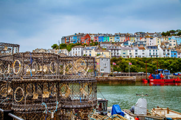 Photograph of Lobster pots in the Harbour side at Brigham Devon