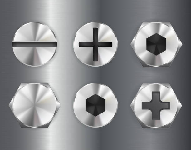 istock Metal bolt drive heads. Industrial part. 1048241778