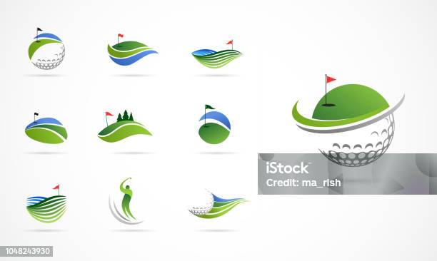 Golf Club Icons Symbols Elements And Logo Collection Stock Illustration - Download Image Now