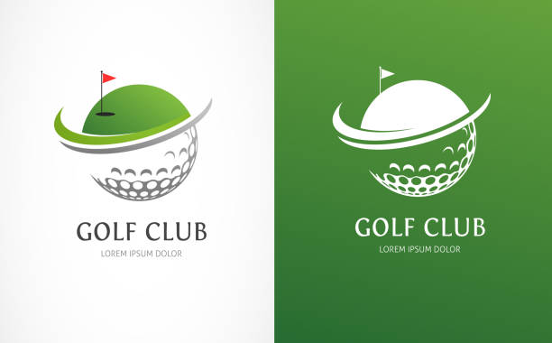 ilustraciones, imágenes clip art, dibujos animados e iconos de stock de club de golf los iconos, símbolos, elementos y logo colección - tee