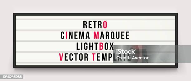 Perimetro Di Selezione Cinema Retrò O Lightbox Di Segnaletica Cinematografica Nel Modello Vettoriale Cornice - Immagini vettoriali stock e altre immagini di Cinema