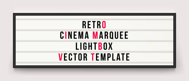 Retro cinema marquee or movie signage lightbox in frame vector template Retro cinema marquee or movie signage lightbox in frame vector template billboard illustrations stock illustrations