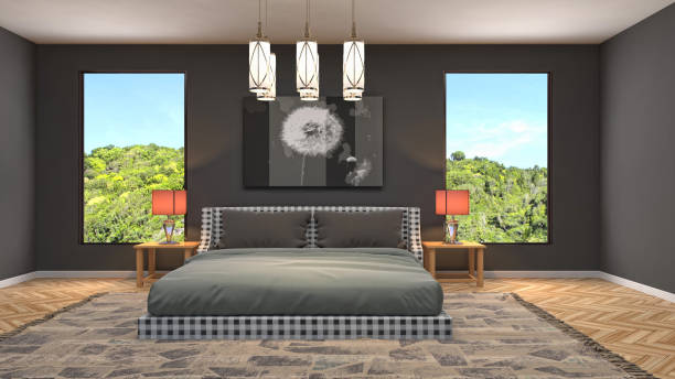 istock Bedroom interior. 3d illustration 1048253860
