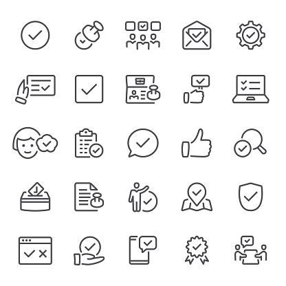 Approval, agreement, tick, stamp, icon, icon set, check mark