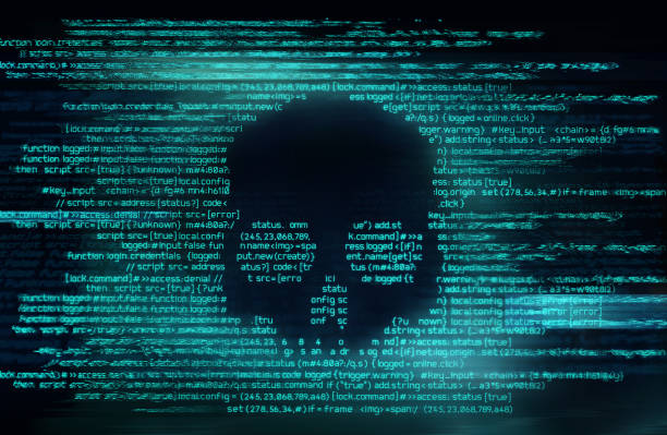 ransomware und code hacking hintergrund - computervirus stock-fotos und bilder