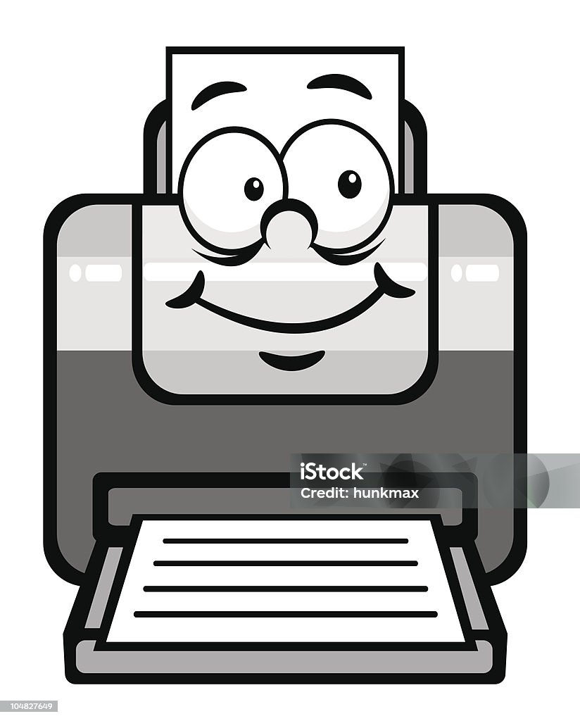 Cartoon Printer Stock Illustration - Download Image Now - Computer