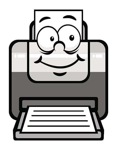 cartoon printer Illustration of cartoon printer on the white background,vector illustration. colouring stock illustrations