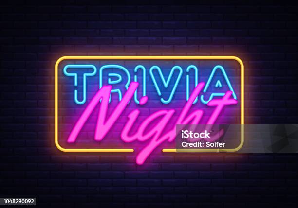 Trivia Night Neon Sign Vector Quiz Time Design Template Neon Sign Light Banner Neon Signboard Nightly Bright Advertising Light Inscription Vector Illustration Stock Illustration - Download Image Now