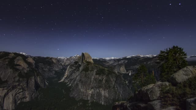 Yosemite National Park Moonset Milky Way Night Sky Timelapse