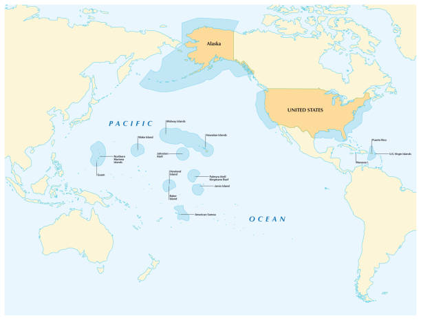 ilustrações, clipart, desenhos animados e ícones de mapa da área insular dos estados unidos. - ilhas do pacífico