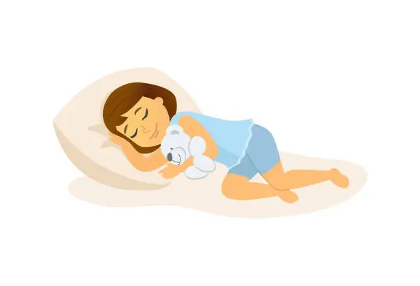 Vector illustration of Sleeping girl - cartoon people character isolated illustration