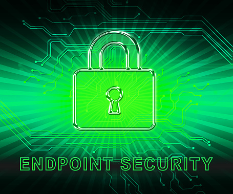 Endpoint Security Safe System Shows Safeguard Against Virtual Internet Threat - 2d Illustration