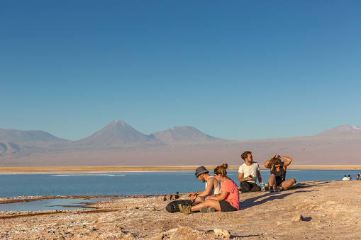 High altitude salt lake in the Atacama Desert, Chile, South America