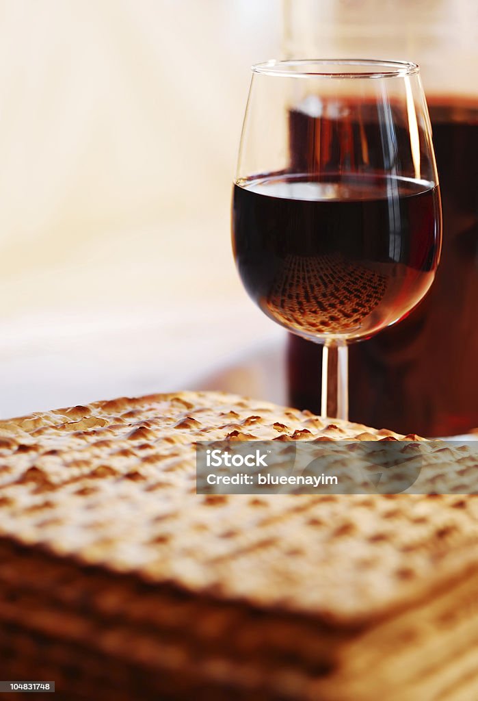 Wine and Matzot Wine and matzot for the Jewish festival of Passover Alcohol - Drink Stock Photo