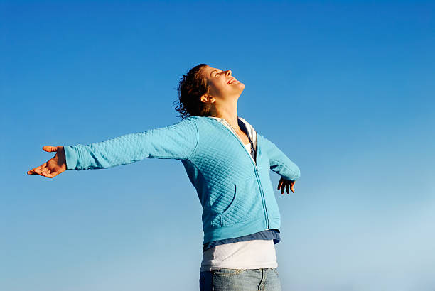 istock Woman relaxing with stretched arms 104831773