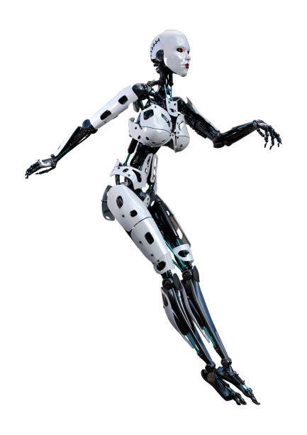 istock 3D illustration female robot on white 1048321700