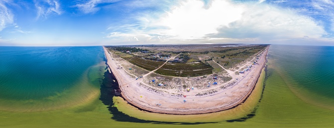 Summer 360 panorama Azov Sea, drone camera