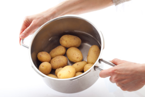 pot with jacket potatoes