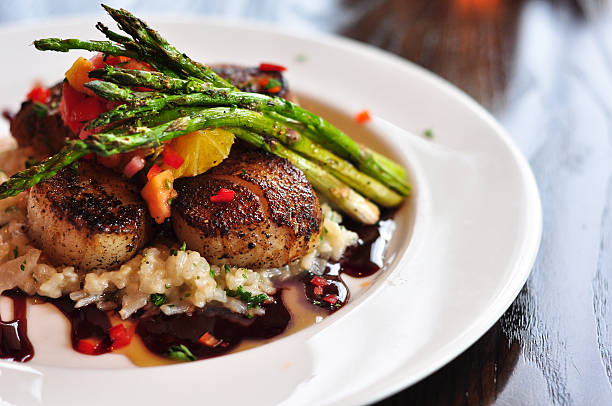 istock Plate of Scallops and Asparagus 104832565
