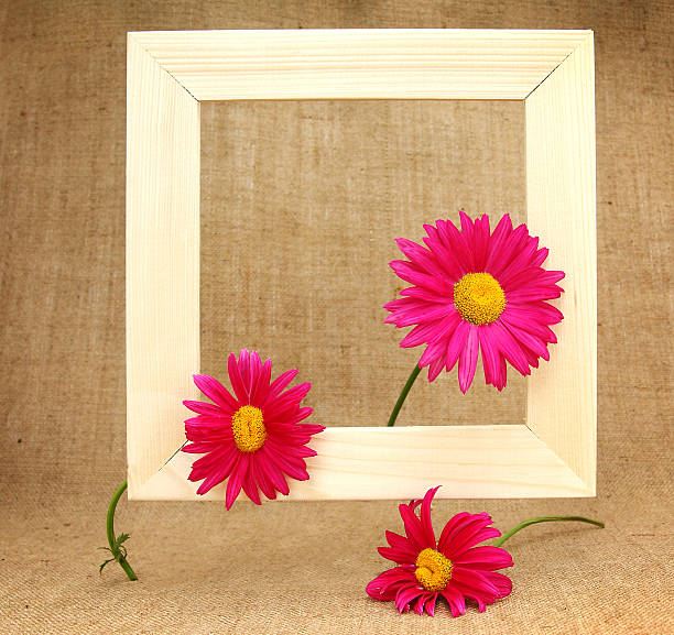 Picture frame decorated with flowers stock photo