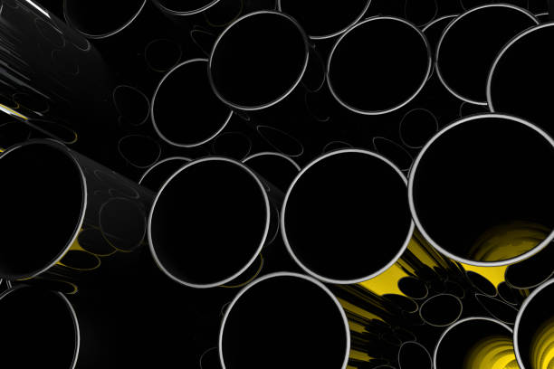 istock Stack of shiny metal steel pipes 1048333142