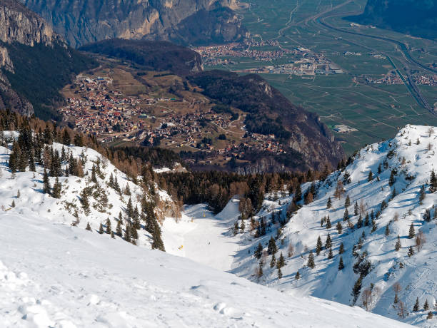 istock Panoramic View Mountain Snow landscape Alps Italy 1048335930