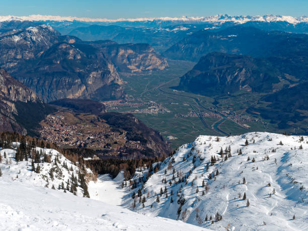 istock Panoramic View Mountain Snow landscape Alps Italy 1048335936
