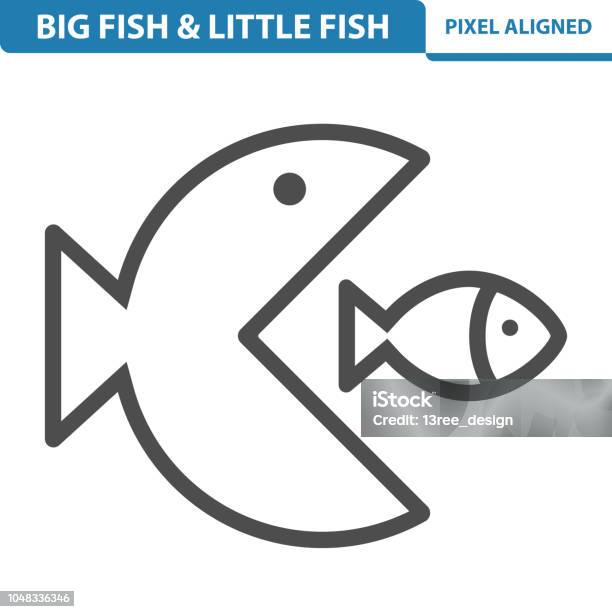 Big Fish Little Fish Icon Stock Illustration - Download Image Now - Fish, Icon Symbol, Large