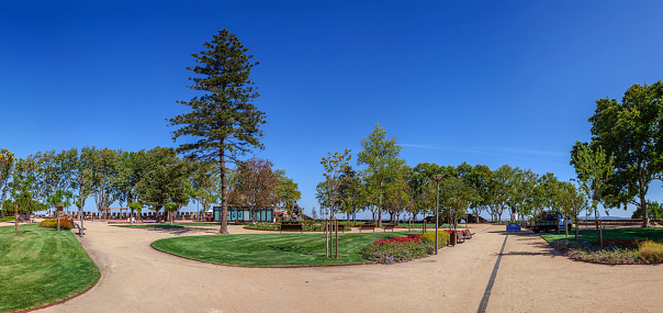 Santarem, Portugal - September 11, 2017: Jardim das Portas do Sol Garden and Belvedere or Viewpoint