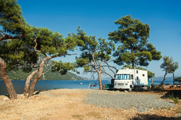istock Caravan on camping by the sea 1048348792