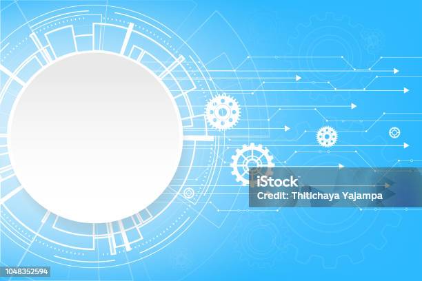 Cycle Tech Vector Vector Circle Tech With Gear On Blue Background Stock Illustration ...