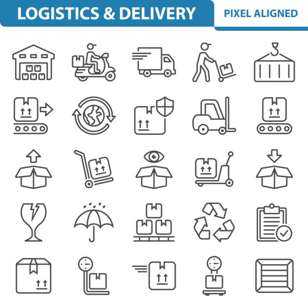 Logistics & Delivery Icons Professional, pixel perfect icons, EPS 10 format. global conveyor belt stock illustrations