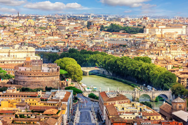 istock View on Castel Sant'Angelo,The Tiber and the bridges from Vatican 1048353598