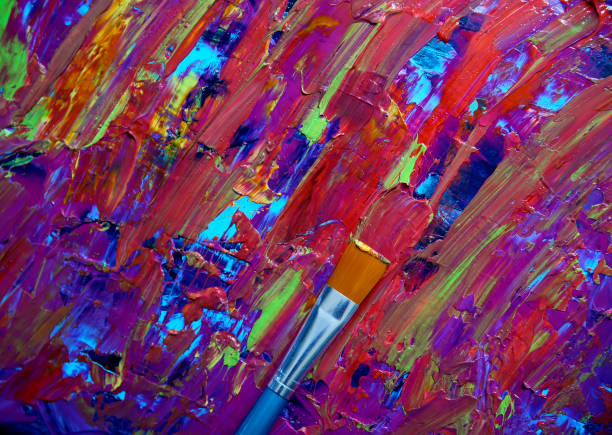 istock Closeup background of brush and palette. 1048353832