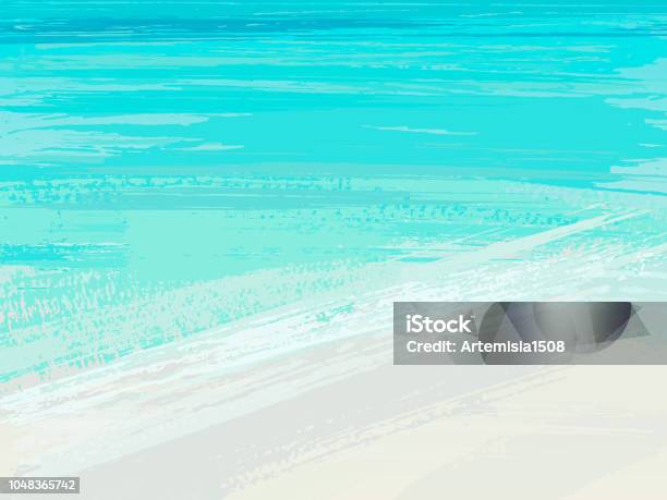 Summer Sea Background With Blue Brush Stroke Vector Illustration Stock Illustration - Download Image Now