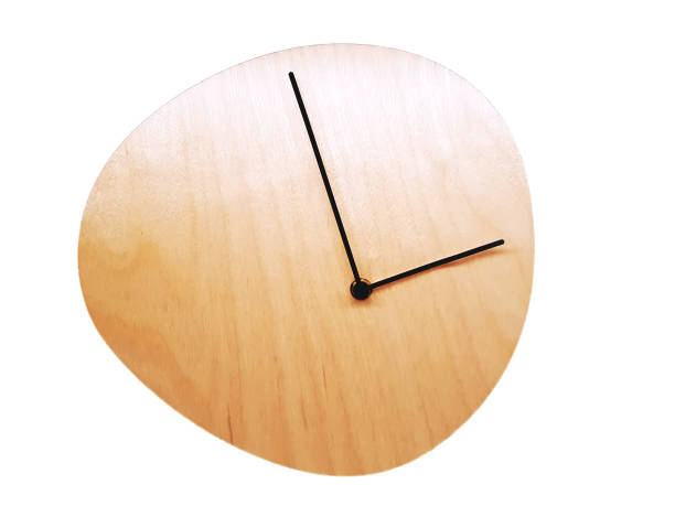 istock Minimalist Wooden Clock without Numbers Isolated on White Background 1048375918