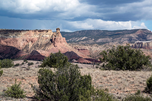 Unique desert southwest red sandstone rock formations in Northern New Mexico central near Ghost Ranch , USA