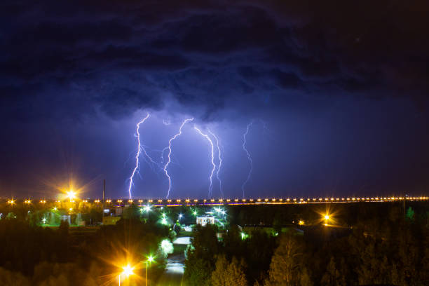istock lightning in the sky in the city 1048383202