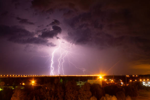 istock lightning in the sky in the city 1048383226