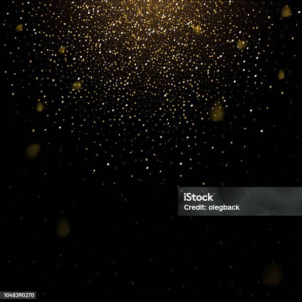 Gold glitter confetti particles falling golden Vector Image