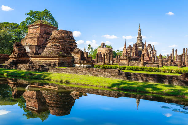 Sukhothai Historical Park Sukhothai Historical Park, world heritage and tourist attraction in Thailand thailand temple nobody photography stock pictures, royalty-free photos & images