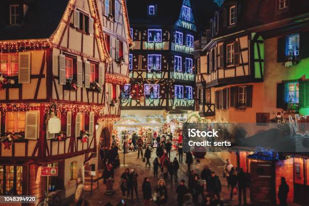 Christmas Time In Colmar Alsace France Stock Photo - Download Image Now - Christmas Market, Strasbourg, Christmas