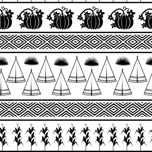 Vector illustration of Indian theme graphic iseamless pattern for Thanksgiving Day.