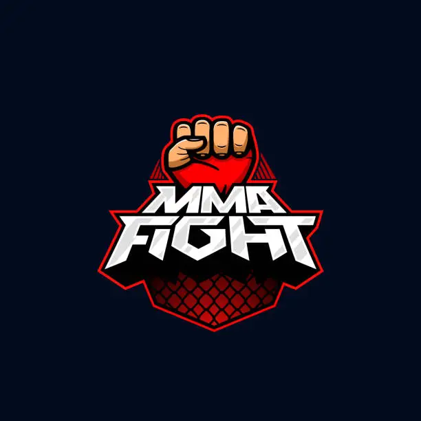 Vector illustration of MMA fight logo. Mixed martial arts vector logotype. Mix fight logo template