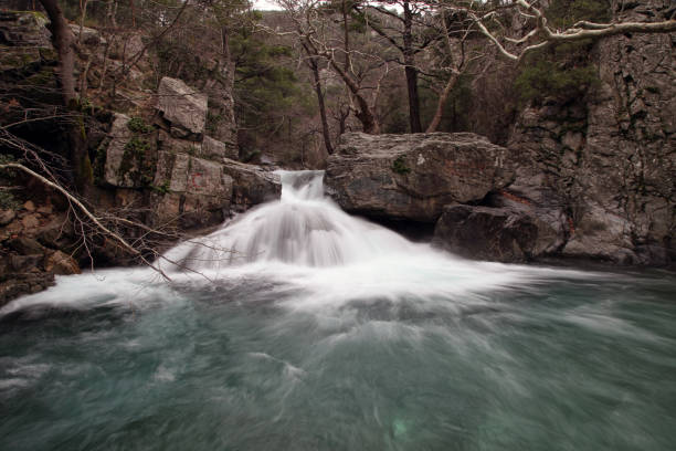 The Hasanboguldu river and waterfalls in Edremit district of Balikesir province of Turkey