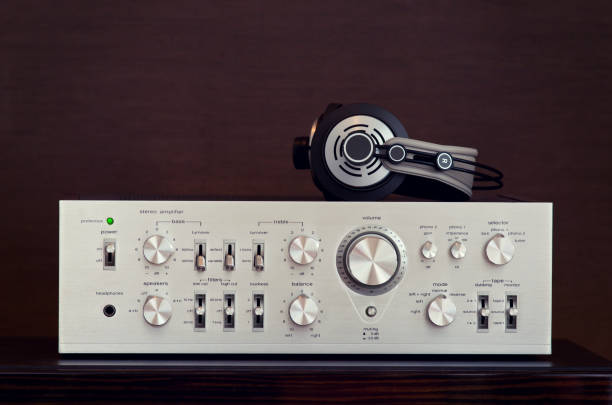 istock Vintage Audio Stereo Amplifier with Headphones 1048401162